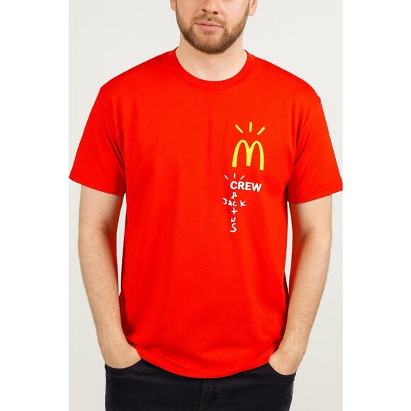 McDonald’s Travis Scott Cactus Jack Crew T-Shirt Red Men’s XL Limited Edition - Picture 1 of 4